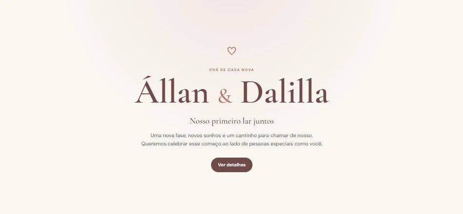 Página inicial do site do Chá de Casa Nova