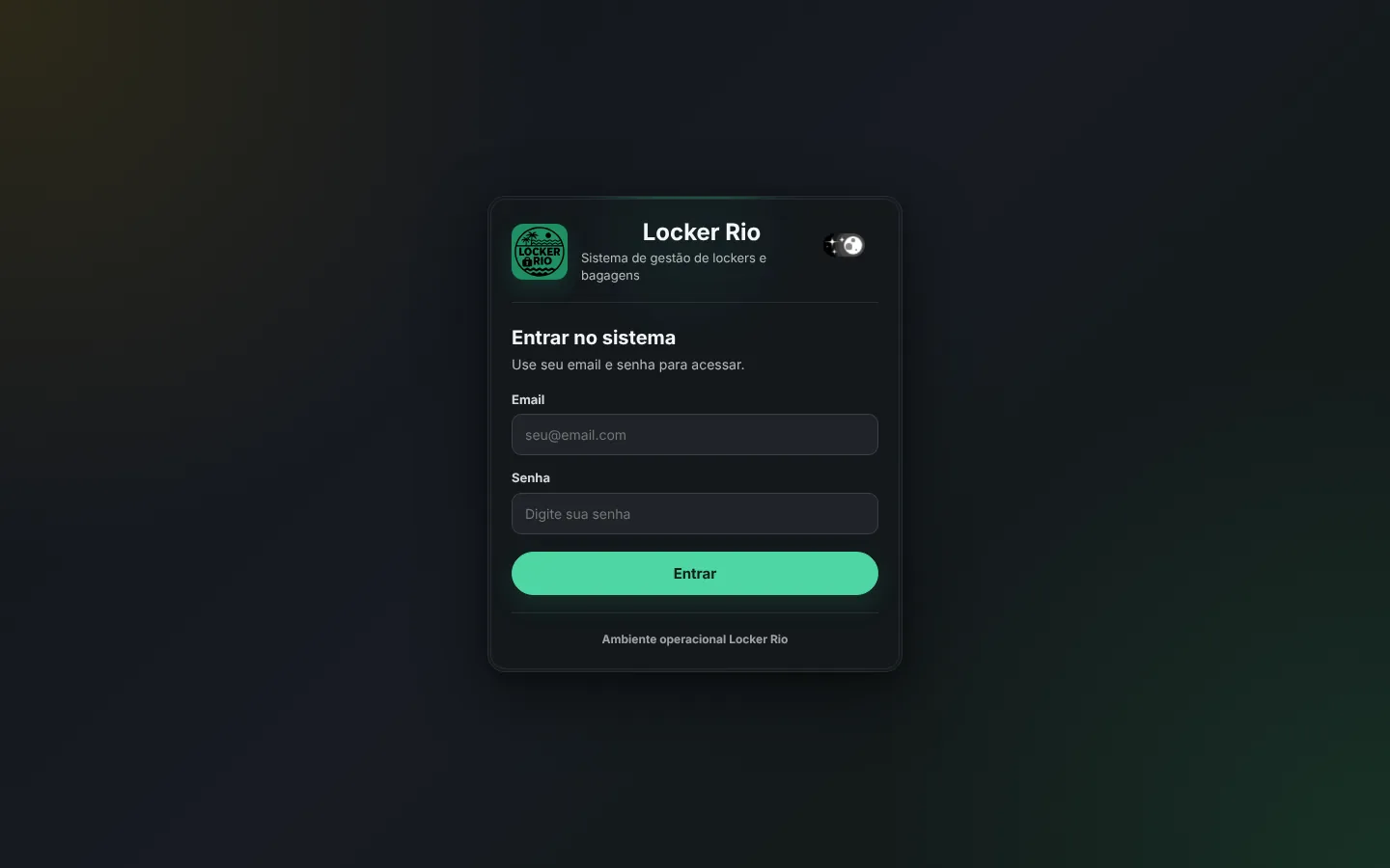 Tela de login do Locker Rio